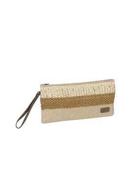 Cartera MALUCA  borde crochet natural rombos