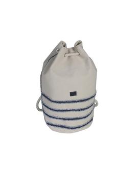 Mochila MALUCA beige 3 franjas natural azul