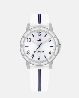 Reloj TOMMY caucho blanco bandera centro