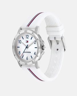 Reloj TOMMY caucho blanco bandera centro