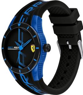 Reloj FERRARI analogico caucho negro detalles azules