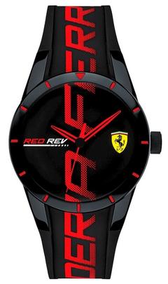 Reloj FERRARI analogico caucho negro detalles rojo