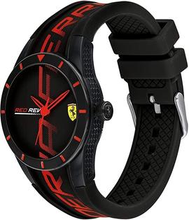 Reloj FERRARI analogico caucho negro detalles rojo