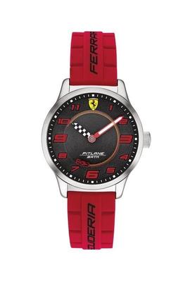 Reloj FERRARI analogico caucho rojo y negro caja acero