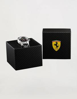 Reloj FERRARI analogico caucho negro y blanco caja acero