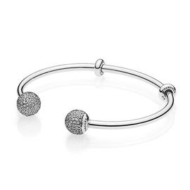 Pulsera PANDORA Moments Silver Open Bangle, Pavé