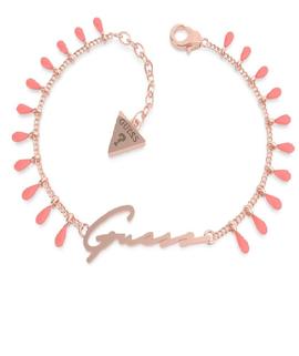 Pulsera rosada GUESS con detalles naranja neón