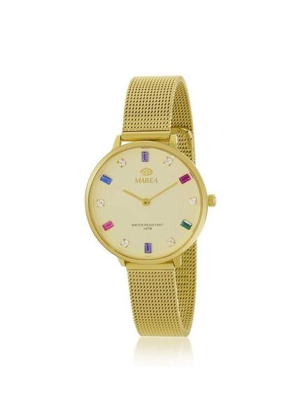 Reloj MAREA dorado esfera con piedras de colores