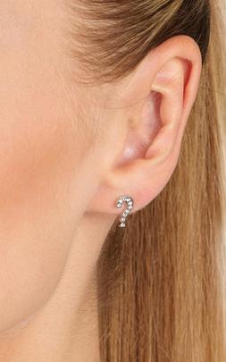Pendientes GUESS acero signo interrogacion circonitas