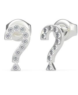 Pendientes GUESS acero signo interrogacion circonitas
