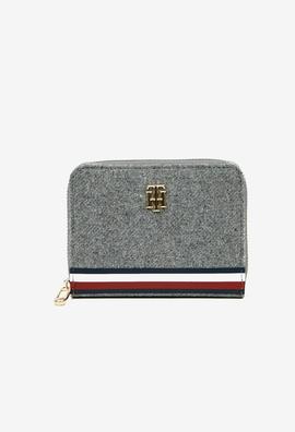 Cartera TOMMY fieltro gris simbolo logo dorado