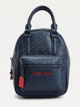 Mochila TOMMY azul logos en bajo relieve