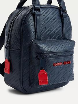 Mochila TOMMY azul logos en bajo relieve