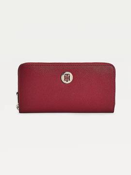 Cartera TOMMY alargada roja cremallera dorada