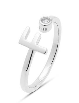 Anillo LUXENTER plata abierto chaton letra F