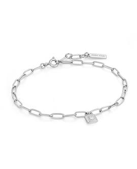 Pulsera ANIA HAIE plata con candado de cadena gruesa