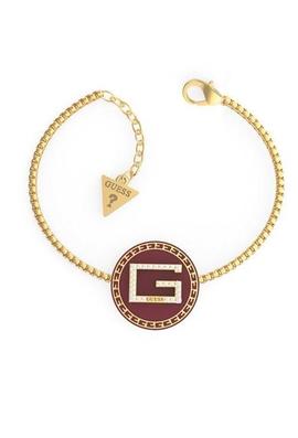 Pulsera GUESS dorada chapa granate