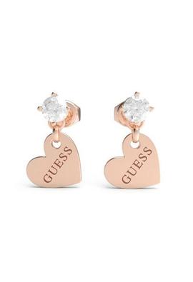 Pendientes GUESS Heart to heart rosado