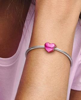 Charm PANDORA Corazón metálico rosa