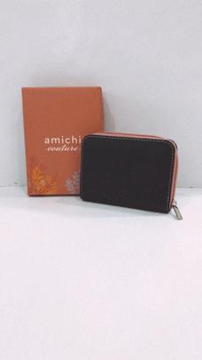 Cartera AMICHI azul y rosa palo cremallera ros