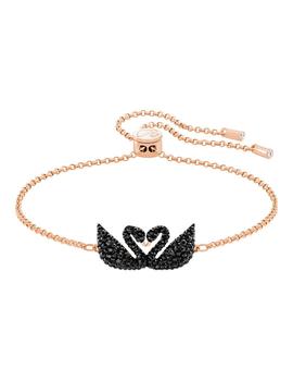Swarovski pulsera cobre fina 2 cisnes negros