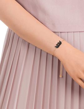 Swarovski pulsera cobre fina 2 cisnes negros