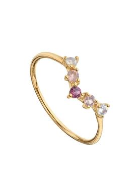 Anillo V ITEMPORALITY cristal de roca, cuarzo rosa y rodolit