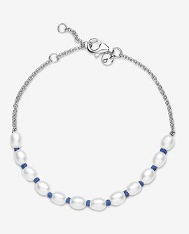 Pulsera PANDORA Cordón Azul Perlas Cultivadas de Agua Dulcer