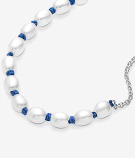 Pulsera PANDORA Cordón Azul Perlas Cultivadas de Agua Dulcer