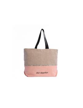 Bolso DON ALGODON  playa beige Y coral purpurina