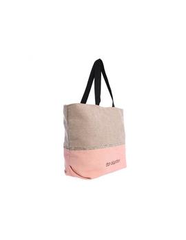 Bolso DON ALGODON  playa beige Y coral purpurina