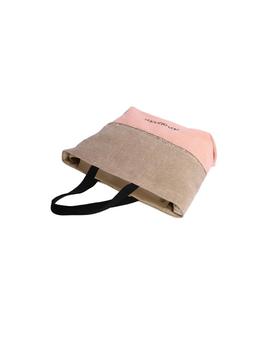 Bolso DON ALGODON  playa beige Y coral purpurina