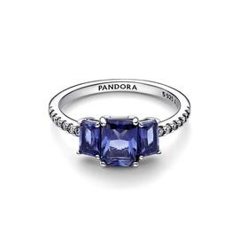 Anillo PANDORA Brillante Tres Gemas Azules Rectangulares