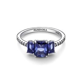 Anillo PANDORA Brillante Tres Gemas Azules Rectangulares