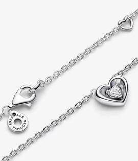 Collar PANDORA Corazón Radiante y Gema Flotante