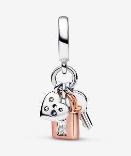 Charm Colgante PANDORA Triple Llave, Candado y Corazón