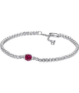 Pulsera PANDORA Tenis Gema Roja Redonda en Pave