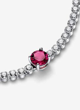 Pulsera PANDORA Tenis Gema Roja Redonda en Pave