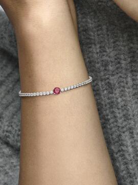 Pulsera PANDORA Tenis Gema Roja Redonda en Pave