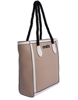 Bolso AMICHI beige asas negra de cordon