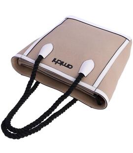 Bolso AMICHI beige asas negra de cordon