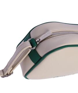 Bandolera AMICHI  piel marfil bordes verde