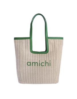 Shopper AMICHI natual bordes verde logo