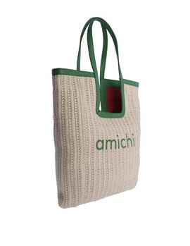 Shopper AMICHI natual bordes verde logo