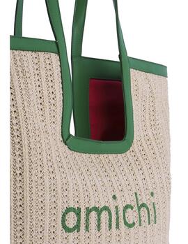 Shopper AMICHI natual bordes verde logo