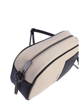 Bandolera AMICHI beige-negro logo perforado