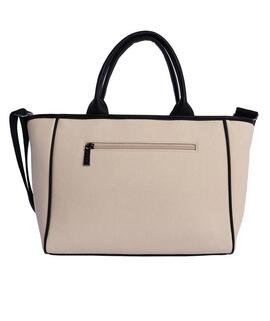 Bolso AMICHI mano beige-negro logo perforado