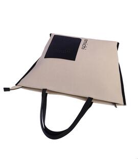 Shopper AMICHI beige-negro logo perforado