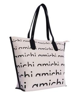 Shopper AMICHI  marfil letras negras