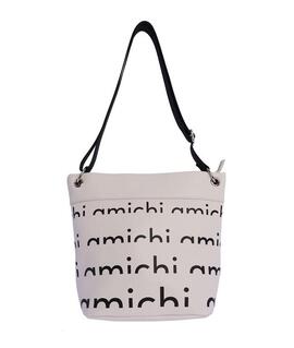 Bandolera AMICHI  marfil letras negras